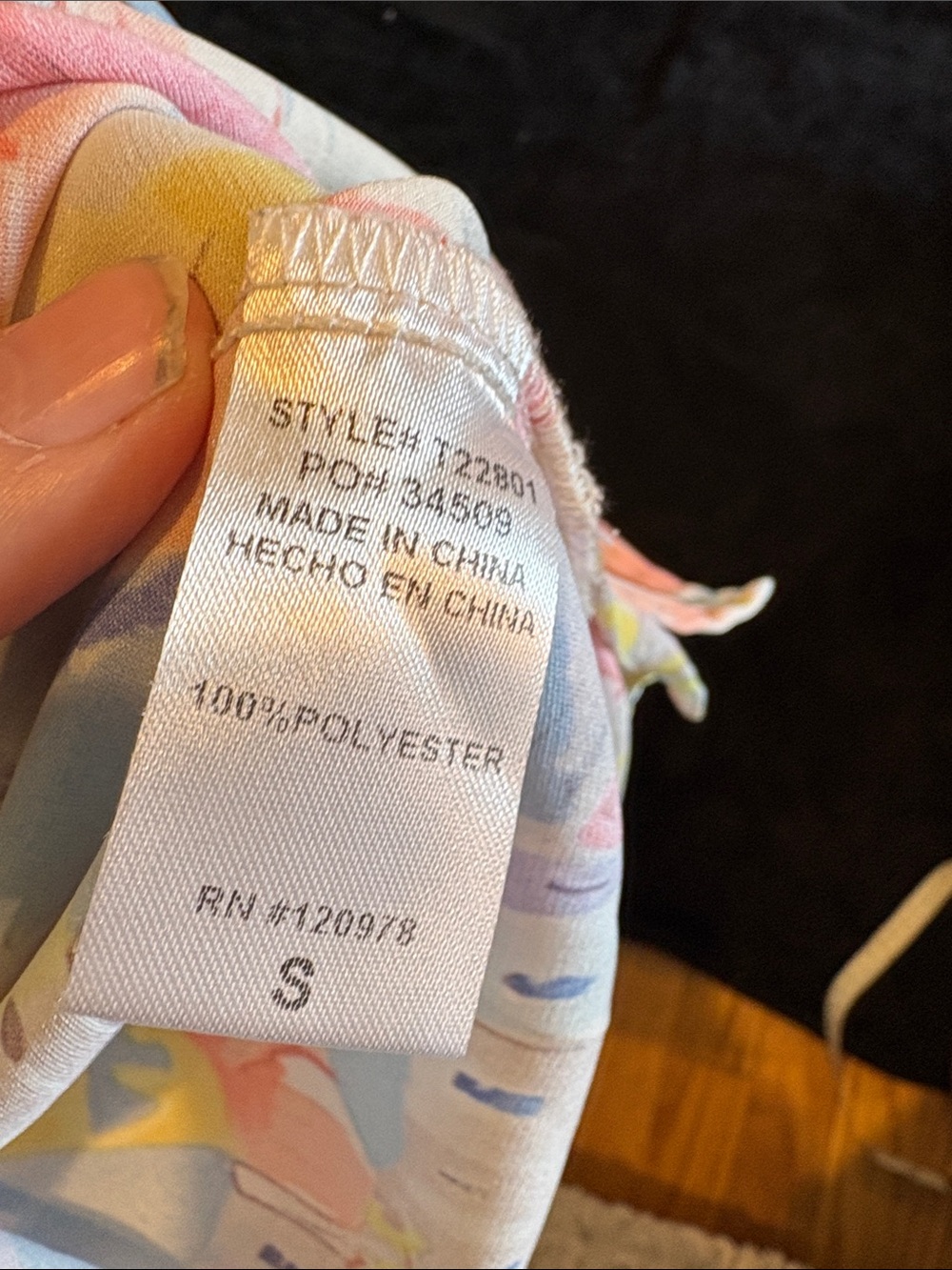 entro Pastel Watercolor Tie-Neck Blouse - Pink, Blue & Yellow - Picture 5 of 5